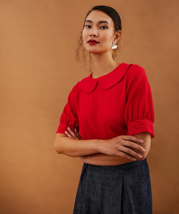 Blouse unie col claudine femme vue3 - GEMO(FEMME PAP) - GEMO