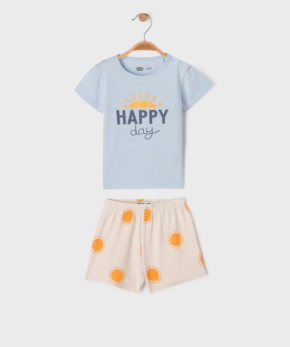 Pyjashort 2 pièces à motif soleil bébé garçon vue4 - GEMO 4G BEBE - GEMO