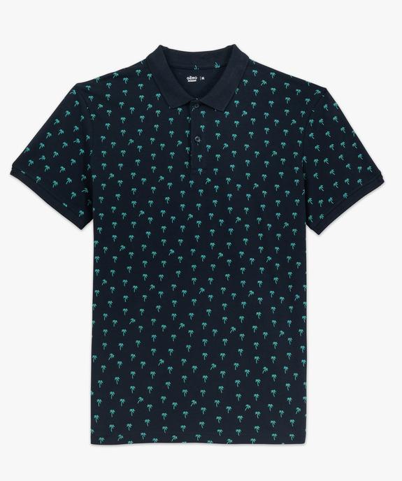 Polo manches courtes en maille de coton piquée à motifs palmies homme vue4 - GEMO 4G HOMME - GEMO