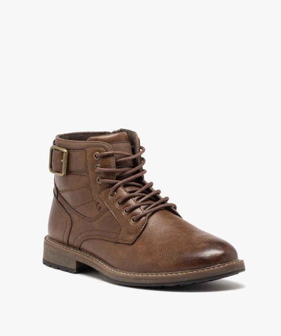 Boots homme unies dessus grainé avec boucle fantaisie et à zip vue2 - GEMO (CASUAL) - GEMO