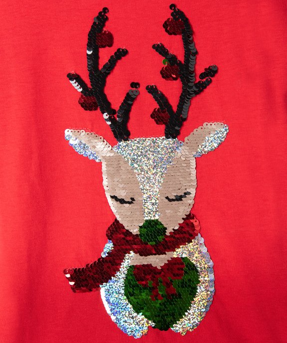 Tee-shirt de Noël fille à manches courtes et sequins réversibles vue2 - GEMO (ENFANT) - GEMO