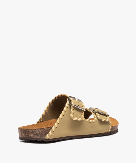 Mules femme unie en cuir velours à double brides vue4 - GEMO (CASUAL) - GEMO