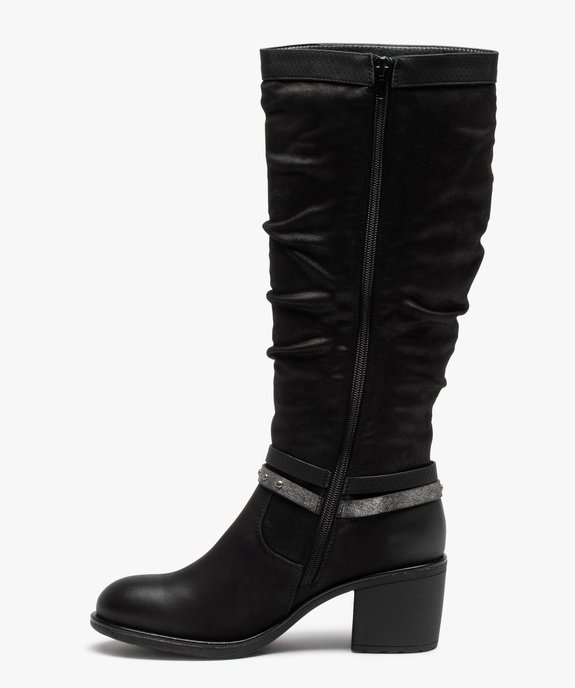 Bottes femme unies à talon large et brides fantaisie vue3 - GEMO(URBAIN) - GEMO
