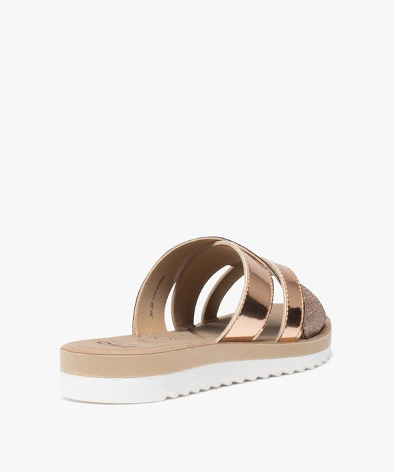 Mules femme plates à brides métallisées et pailletées vue4 - GEMO (CONFORT) - GEMO