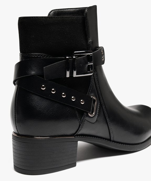 Boots femme à petit talon et bout amande avec brides fantaisie  vue7 - GEMO (CASUAL) - GEMO