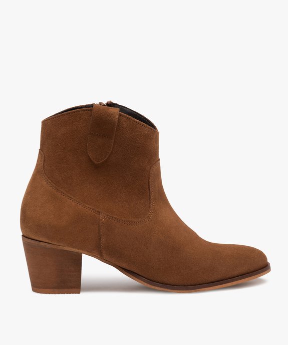 Boots femme à talon dessus cuir uni style western vue1 - GEMO(URBAIN) - GEMO