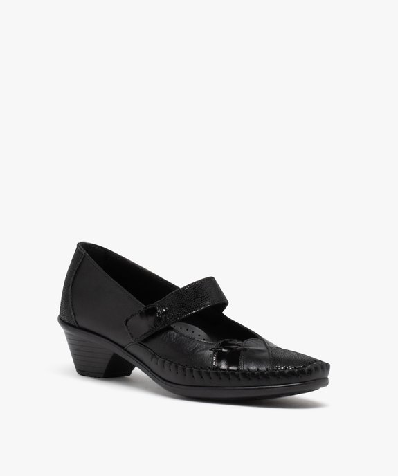 Escarpins confort femme en cuir détails brillants vue2 - GEMO 4G FEMME - GEMO