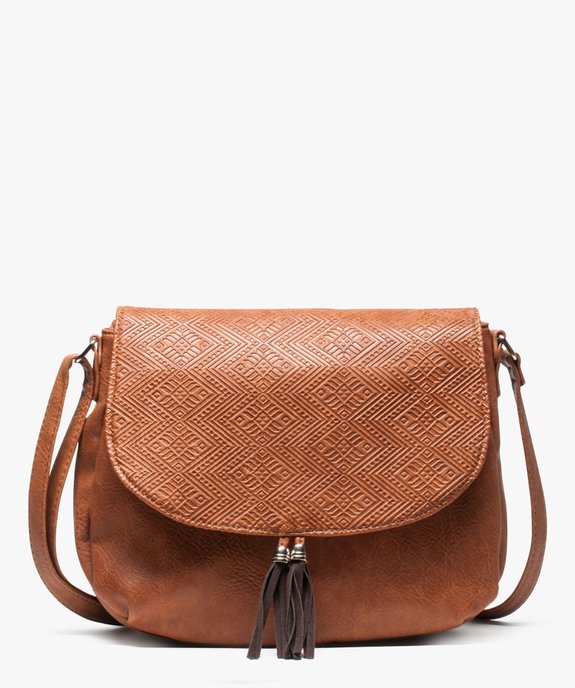 Sac femme forme besace avec dessus texturé vue1 - GEMO (ACCESS) - GEMO