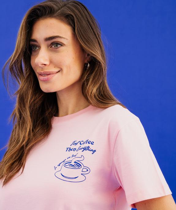 Tee-shirt manches courtes en jersey imprimé devant et dos femme vue3 - GEMO(FEMME PAP) - GEMO