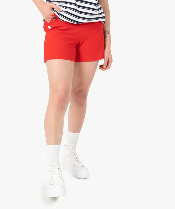 Short femme taille haute avec boutons sur les côtés vue1 - GEMO(FEMME PAP) - GEMO