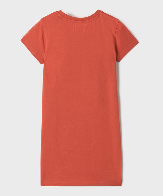 Robe courte en coton avec noeud à la taille fille vue3 - GEMO 4G FILLE - GEMO