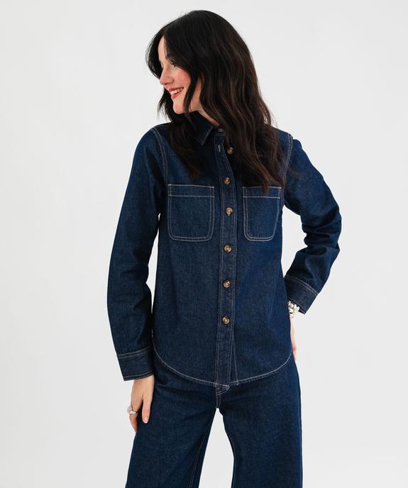Chemise en jean en toile épaisse femme vue2 - GEMO 4G FEMME - GEMO
