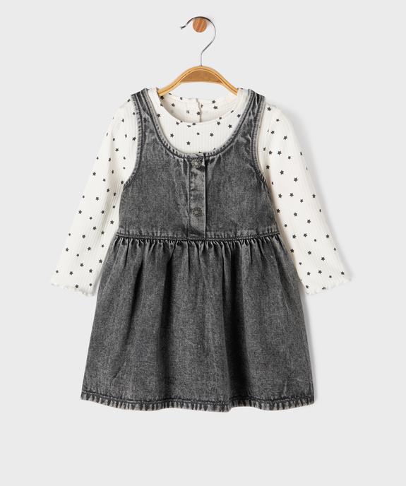 Ensemble 2 pièces bébé fille tee-shirt et robe en jean vue1 - GEMO(BEBE DEBT) - GEMO