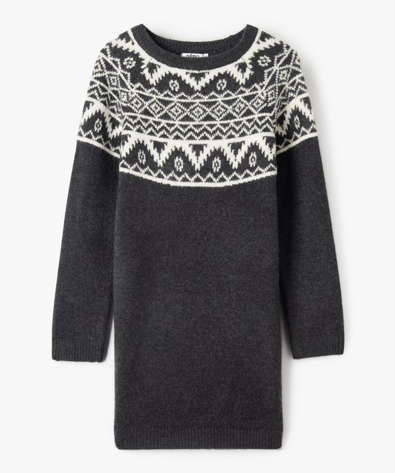 Robe pull fille en maille jacquard à paillettes vue1 - GEMO (ENFANT) - GEMO