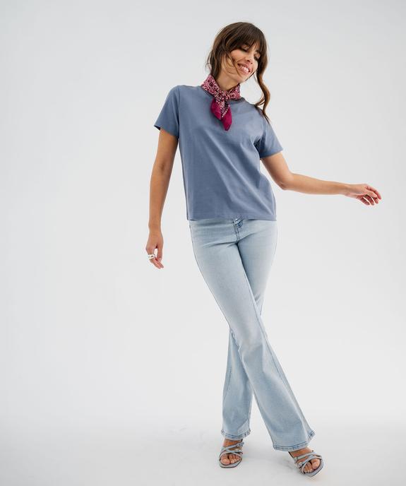 Tee-shirt manches courtes et col rond uni en coton résistant femme vue5 - GEMO(FEMME PAP) - GEMO