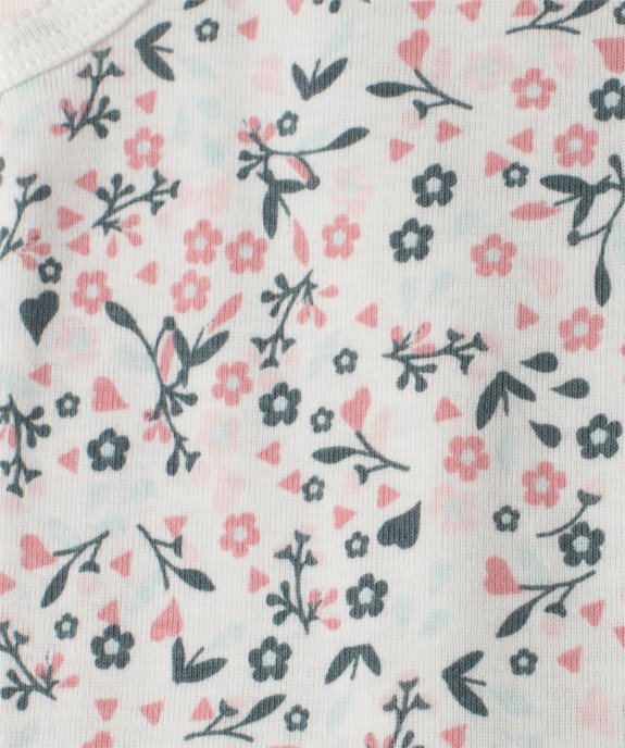 Body bébé fille à bretelles motifs fleurs et rayures 100% coton biologique (lot de 3) vue3 - GEMO 4G BEBE - GEMO