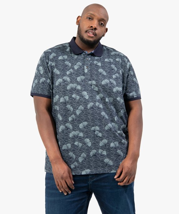 Polo homme grande taille à manches courtes et motif feuille vue1 - GEMO (G TAILLE) - GEMO