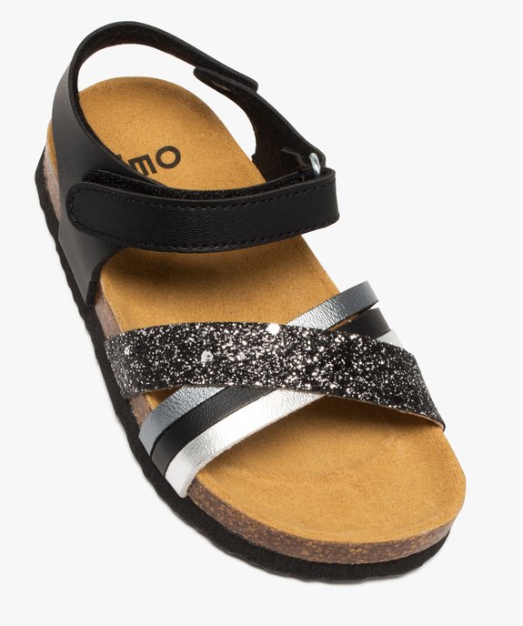 Sandales fille à motifs et à brides contrastées à paillettes   vue5 - GEMO 4G FILLE - GEMO