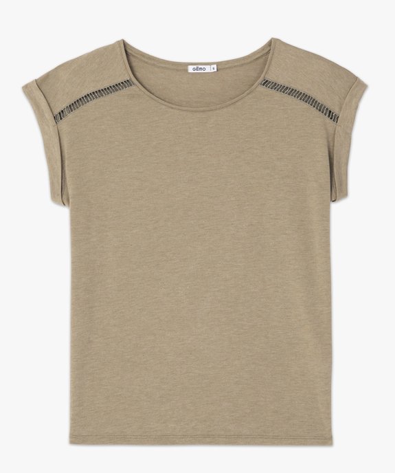 Tee-shirt femme pailleté avec manches ultra courtes vue4 - GEMO(FEMME PAP) - GEMO