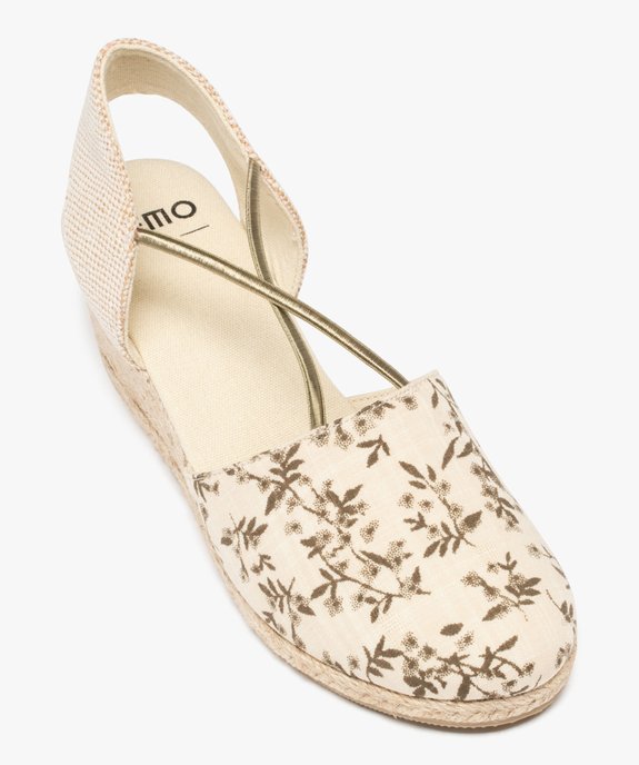 Espadrilles femme à talon compensé en corde avec dessus brides élastiques croisées vue5 - GEMO(URBAIN) - GEMO