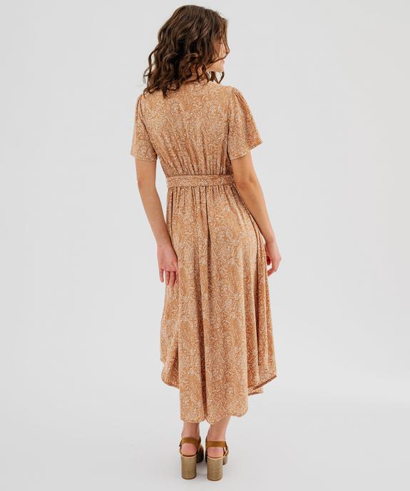 Robe longue imprimée à manches courtes femme vue3 - GEMO 4G FEMME - GEMO