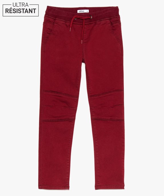 Pantalon garçon ultra résistant en toile extensible avec taille en bord côte vue1 - GEMO (ENFANT) - GEMO