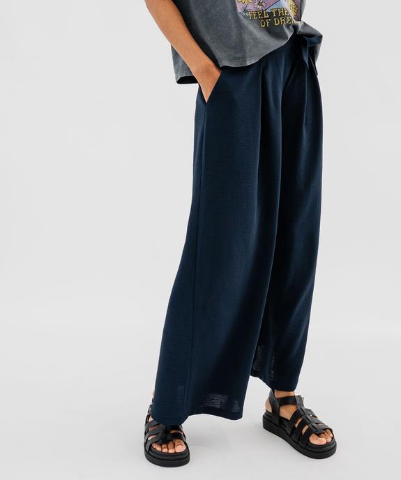 Pantalon large et fluide à taille élastiquée et liens à nouer femme vue1 - GEMO 4G FEMME - GEMO