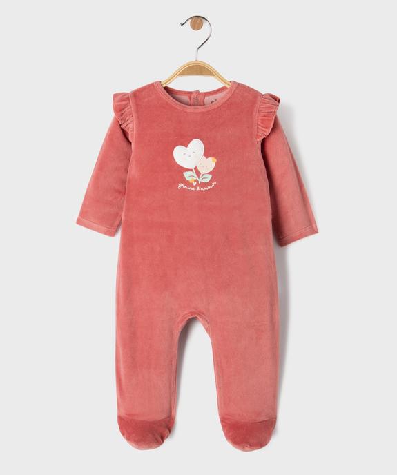 Pyjama en velours à épaules volantées et pont-dos pressionné bébé vue1 - GEMO 4G BEBE - GEMO