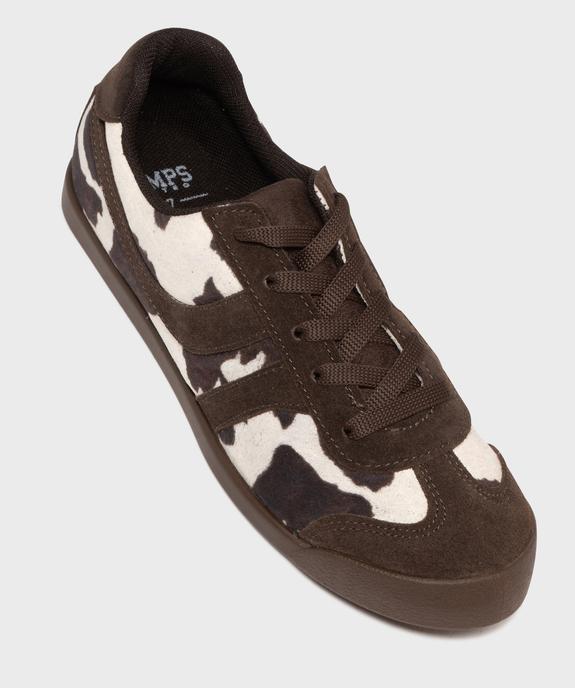 Baskets basses à lacets motifs pelage de vache femme - Camps United vue5 - CAMPS - GEMO
