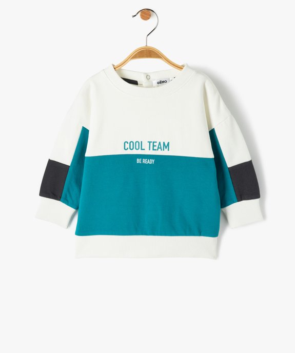 Sweat bébé garçon en molleton tricolore vue1 - GEMO(BEBE DEBT) - GEMO