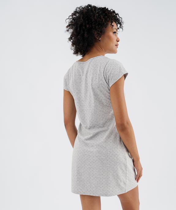Chemise de nuit à manches courtes et col V femme vue3 - GEMO 4G FEMME - GEMO