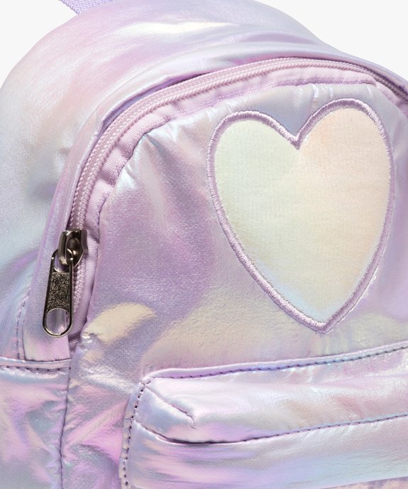 Sac à dos fille en matière scintillante avec motif cœur vue3 - GEMO (ENFANT) - GEMO