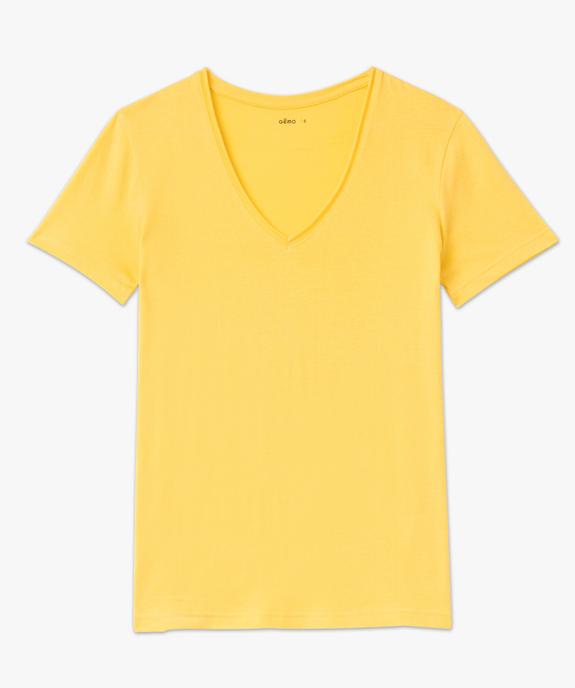 Tee-shirt à manches courtes avec col V roulotté femme vue4 - GEMO(FEMME PAP) - GEMO