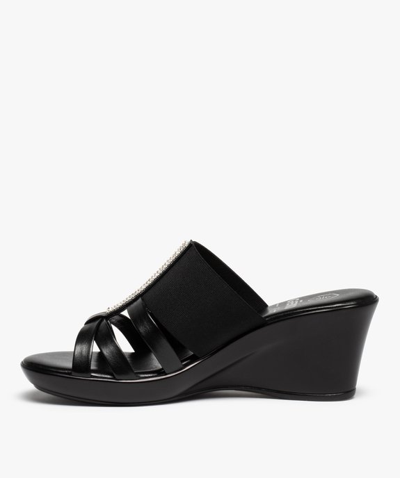 Mules femme à talon compensé et brides élastiques vue3 - GEMO(URBAIN) - GEMO