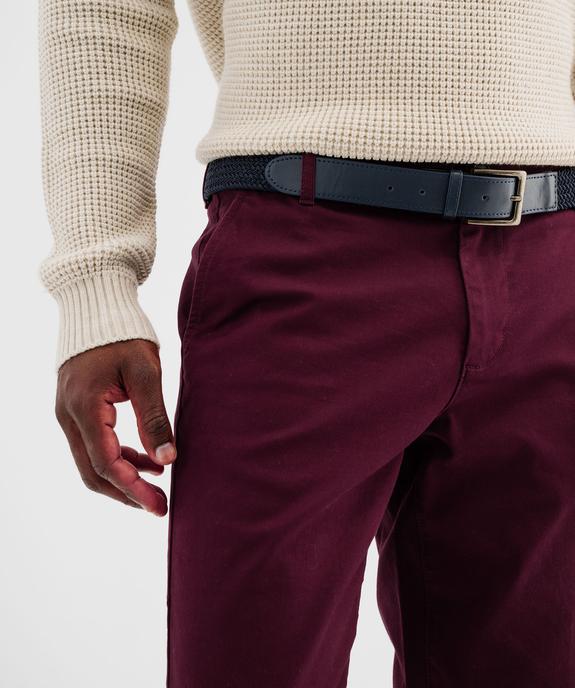 Pantalon chino en coton stretch avec ceinture tressée homme vue2 - GEMO 4G HOMME - GEMO