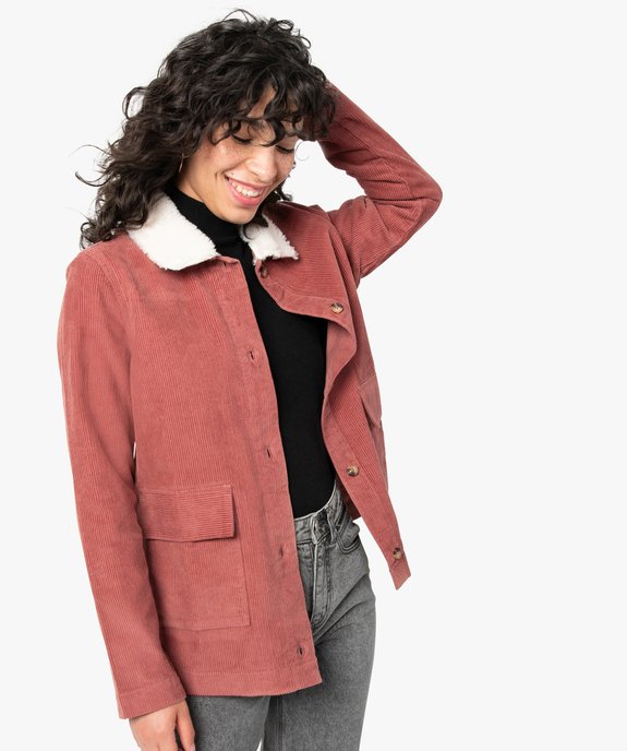 Blouson femme en velours côtelé avec col amovible vue1 - GEMO(FEMME PAP) - GEMO