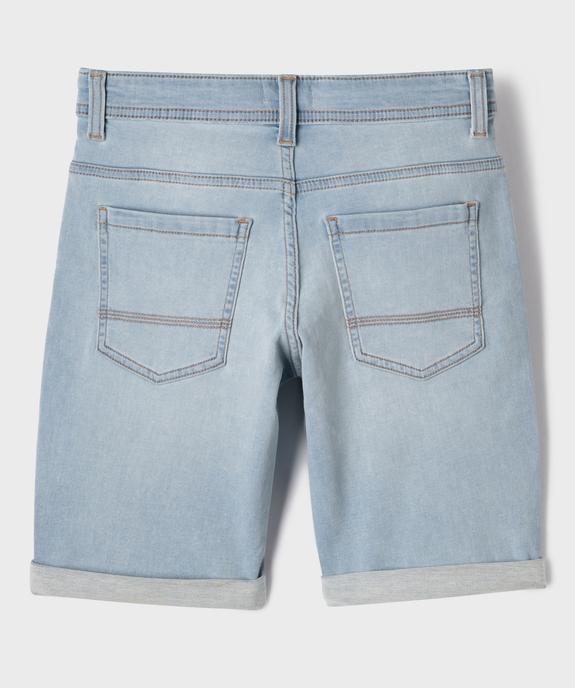 Bermuda slim en coton stretch avec revers cousus garçon vue3 - GEMO 4G GARCON - GEMO