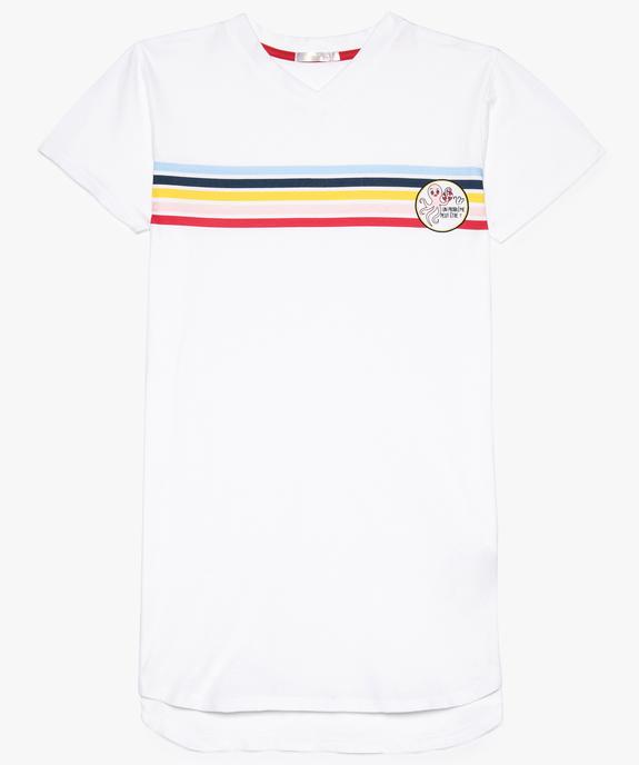 Chemise de nuit fille avec rayures multicolores sur le buste vue1 - GEMO (JUNIOR) - GEMO
