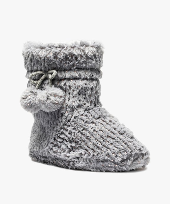 Chaussons femme boots en matière douce parsemée de paillettes vue2 - GEMO(HOMWR FEM) - GEMO