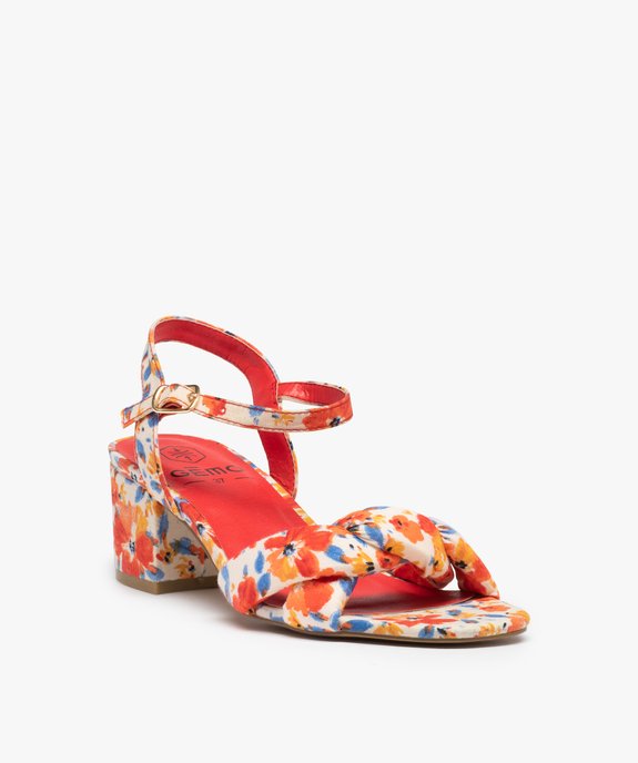 Sandales femme à talon dessus en tissu fleuri vue3 - GEMO(URBAIN) - GEMO