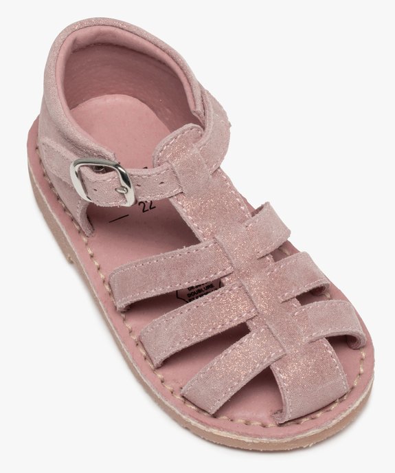 Sandales bébé fille à brides en cuir finement pailletées vue5 - GEMO(BEBE DEBT) - GEMO