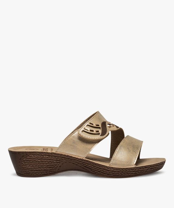 Mules femme confort brides métallisées à scratch vue1 - GEMO (CONFORT) - GEMO