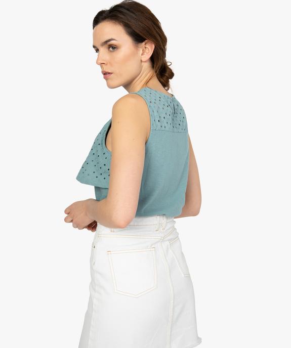Débardeur femme avec volant en broderie anglaise vue3 - FOLLOW ME - GEMO