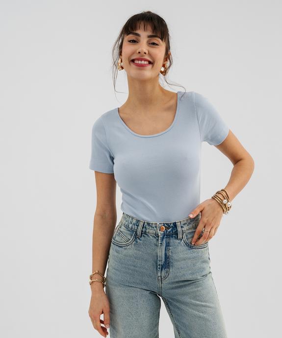 Body à manches courtes en maille côtelée femme vue1 - GEMO 4G FEMME - GEMO