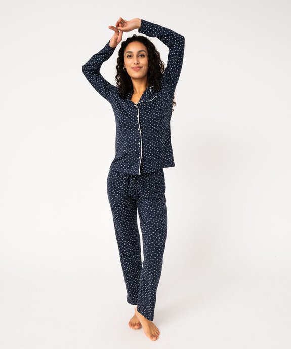 Pyjama deux pièces femme : chemise et pantalon vue2 - GEMO 4G FEMME - GEMO