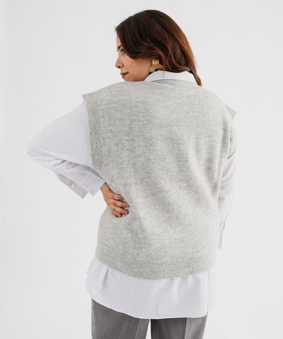Pull sans manches avec maille ajourée sur l’avant femme grande taille vue3 - GEMO (G TAILLE) - GEMO