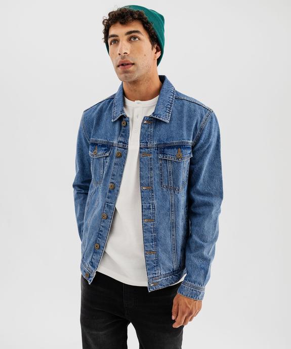 Veste en jean coupe droite homme vue1 - GEMO 4G HOMME - GEMO
