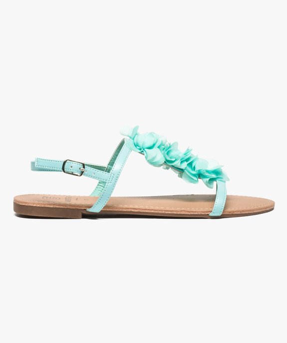 Sandales femme à talon plat ornées de fleurs en tissu vue1 - GEMO (CASUAL) - GEMO