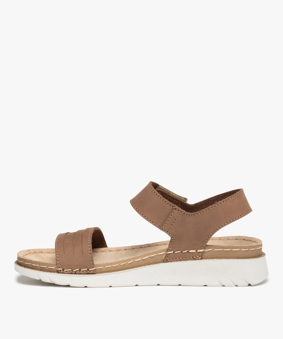 Sandales femme confort à brides en cuir  vue3 - GEMO (CONFORT) - GEMO