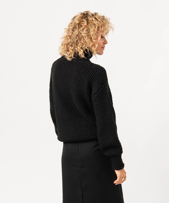 Pull à col montant en maille fantaisie femme vue3 - GEMO(FEMME PAP) - GEMO